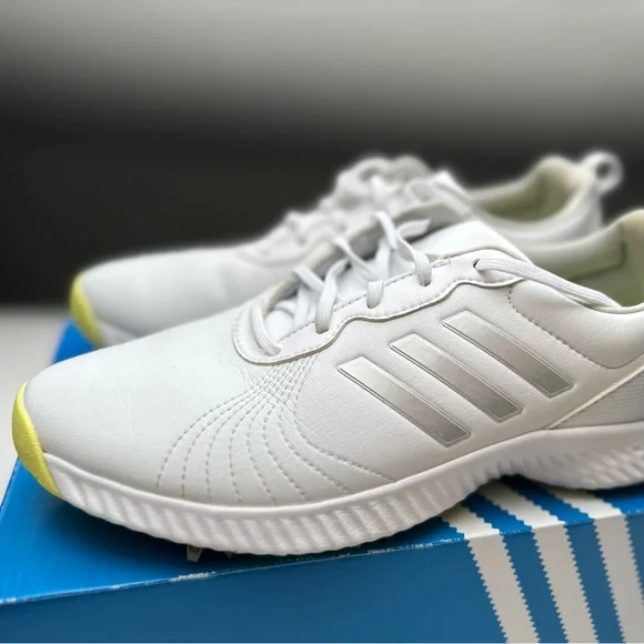 Adidas Golf Bounce White and Yellow Athletic Shoes - Picture 1 of 7